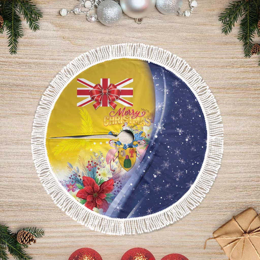 Turks And Caicos Islands Christmas Tree Skirt Coquette Bow With Coat Of Arms - Wonder Print Shop