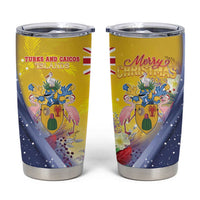 Turks And Caicos Islands Christmas Tumbler Cup Coquette Bow With Coat Of Arms - Wonder Print Shop