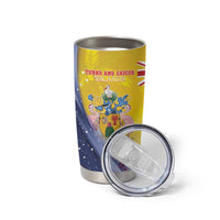 Turks And Caicos Islands Christmas Tumbler Cup Coquette Bow With Coat Of Arms - Wonder Print Shop
