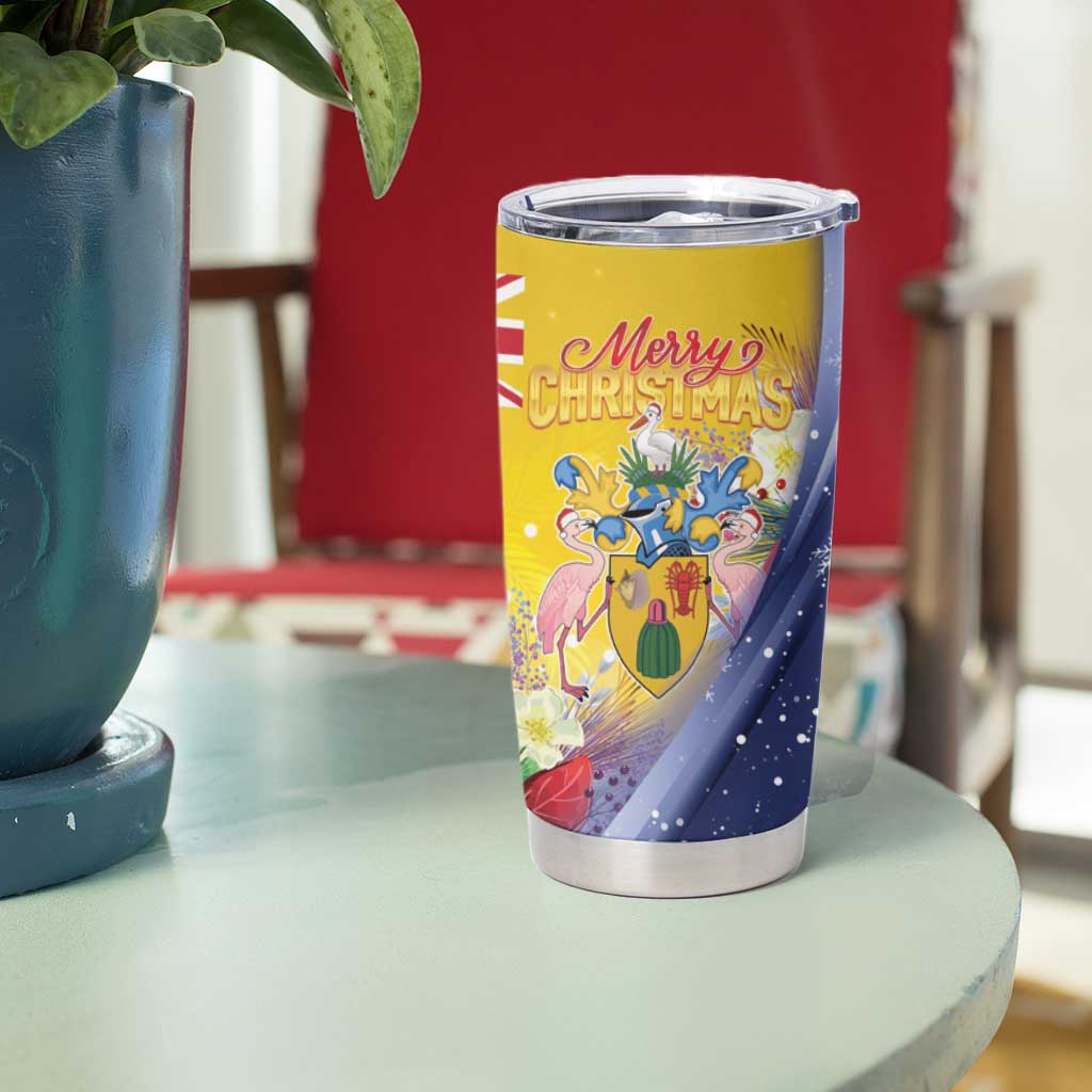 Turks And Caicos Islands Christmas Tumbler Cup Coquette Bow With Coat Of Arms - Wonder Print Shop