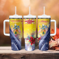 Turks And Caicos Islands Christmas Tumbler With Handle Coquette Bow With Coat Of Arms - Wonder Print Shop