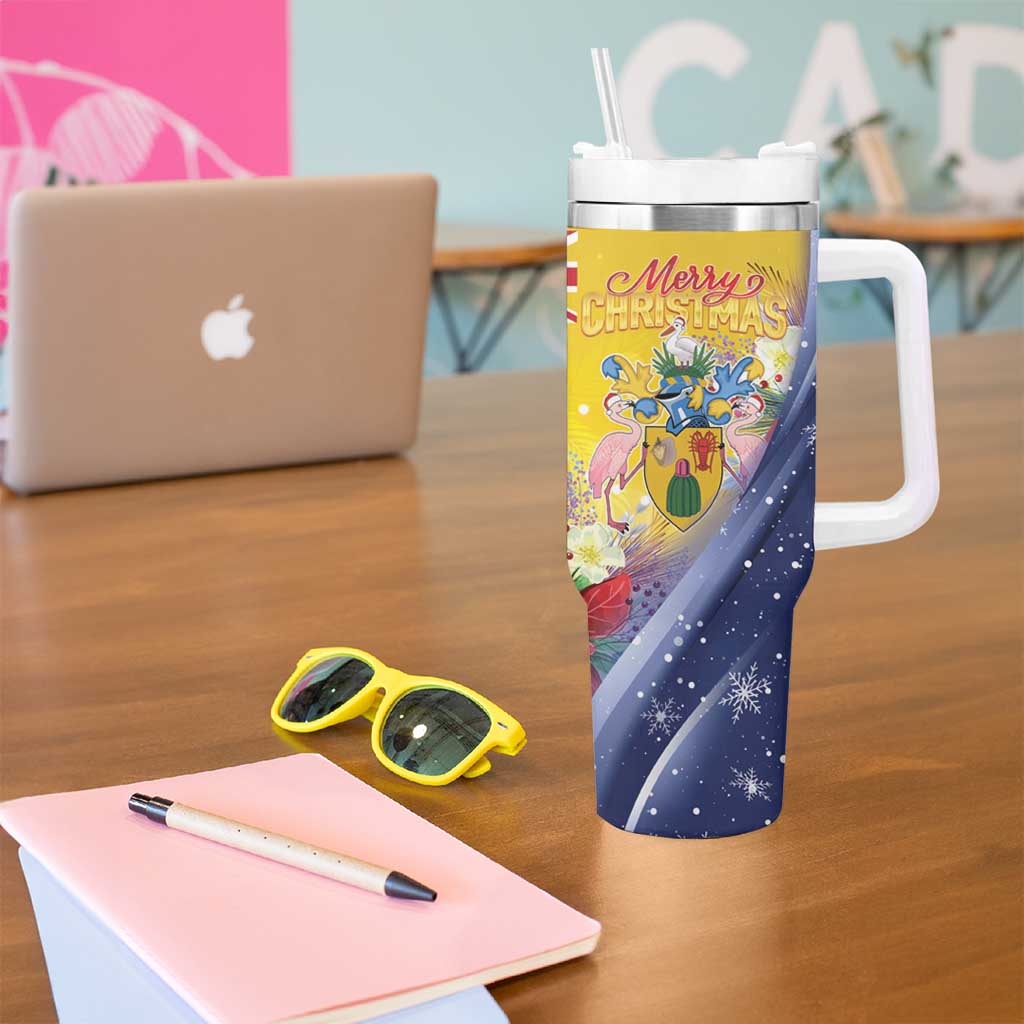 Turks And Caicos Islands Christmas Tumbler With Handle Coquette Bow With Coat Of Arms - Wonder Print Shop