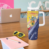 Turks And Caicos Islands Christmas Tumbler With Handle Coquette Bow With Coat Of Arms - Wonder Print Shop