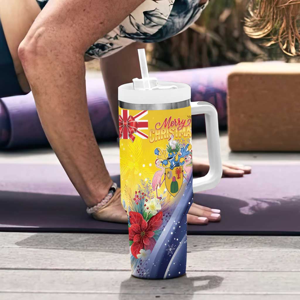 Turks And Caicos Islands Christmas Tumbler With Handle Coquette Bow With Coat Of Arms - Wonder Print Shop