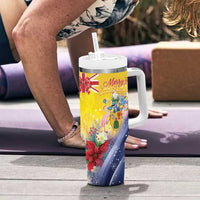 Turks And Caicos Islands Christmas Tumbler With Handle Coquette Bow With Coat Of Arms - Wonder Print Shop