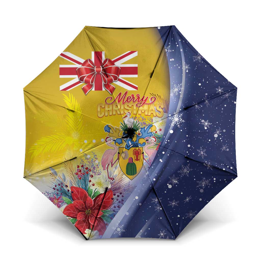 Turks And Caicos Islands Christmas Umbrella Coquette Bow With Coat Of Arms - Wonder Print Shop