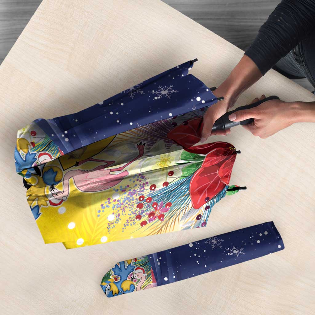 Turks And Caicos Islands Christmas Umbrella Coquette Bow With Coat Of Arms - Wonder Print Shop