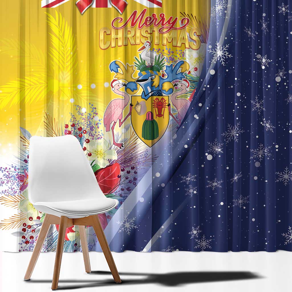 Turks And Caicos Islands Christmas Window Curtain Coquette Bow With Coat Of Arms - Wonder Print Shop