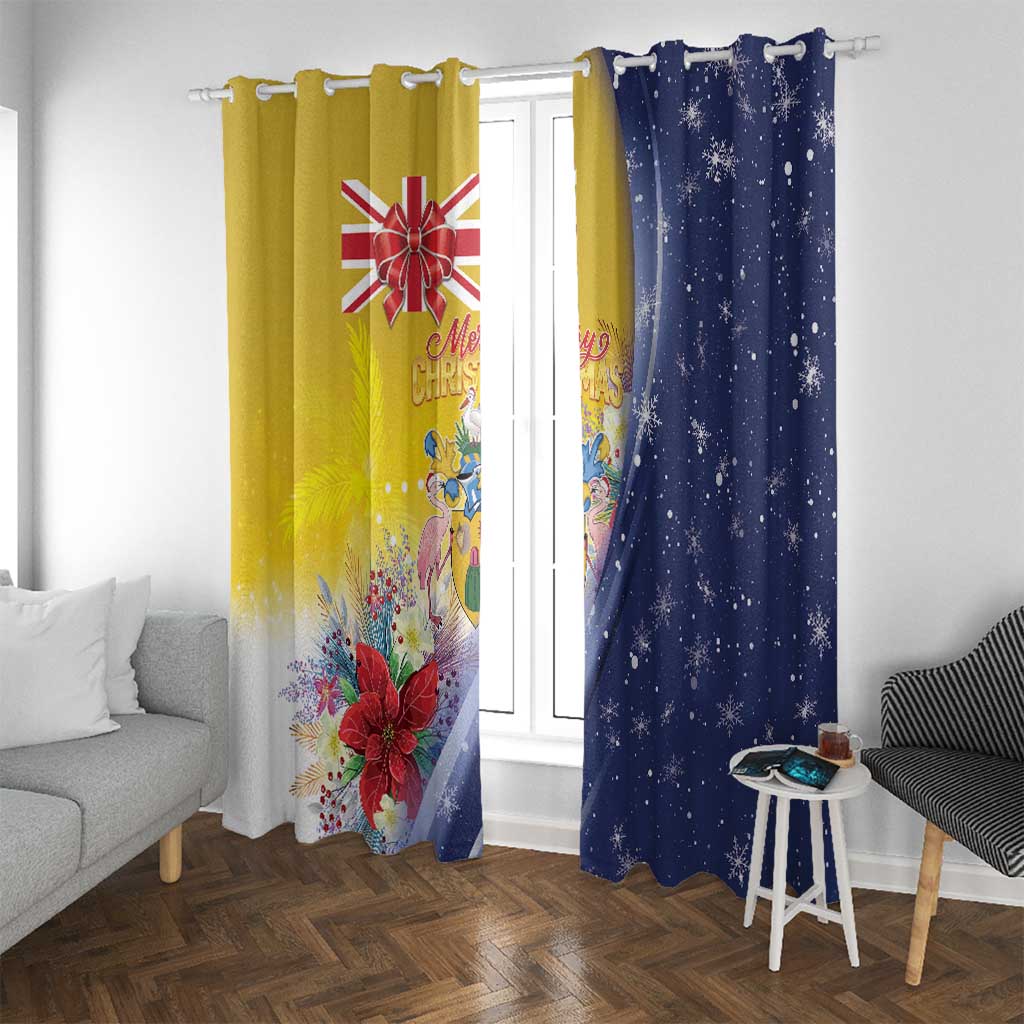 Turks And Caicos Islands Christmas Window Curtain Coquette Bow With Coat Of Arms - Wonder Print Shop
