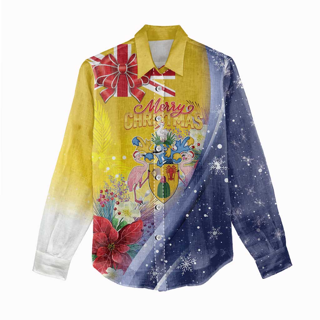 Turks And Caicos Islands Christmas Women Casual Shirt Coquette Bow With Coat Of Arms - Wonder Print Shop
