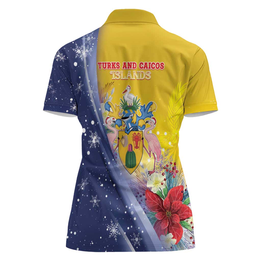 Turks And Caicos Islands Christmas Women Polo Shirt Coquette Bow With Coat Of Arms - Wonder Print Shop