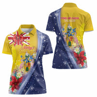 Turks And Caicos Islands Christmas Women Polo Shirt Coquette Bow With Coat Of Arms - Wonder Print Shop