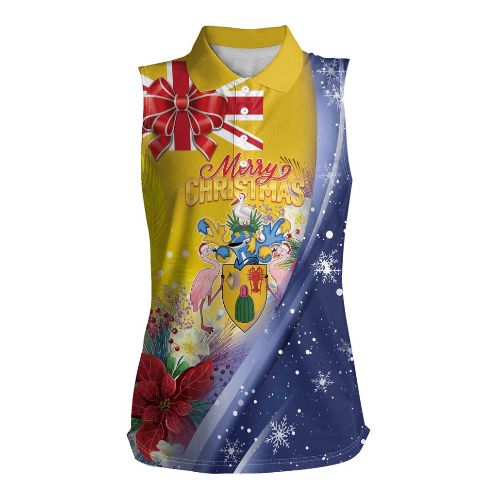 Turks And Caicos Islands Christmas Women Sleeveless Polo Shirt Coquette Bow With Coat Of Arms - Wonder Print Shop