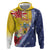 Turks And Caicos Islands Christmas Zip Hoodie Coquette Bow With Coat Of Arms - Wonder Print Shop