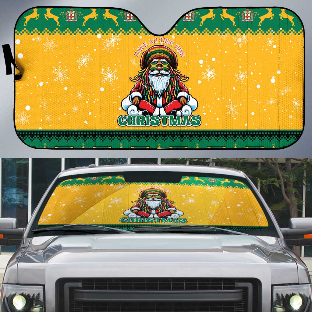 Jamaica Christmas Auto Sun Shade Have Ah Irie Irie Christmas - Wonder Print Shop