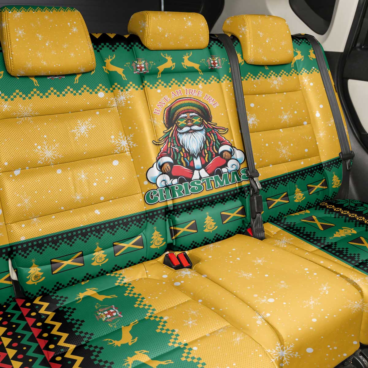Jamaica Christmas Back Car Seat Cover Have Ah Irie Irie Christmas - Wonder Print Shop