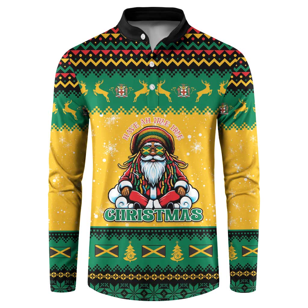 Jamaica Christmas Button Sweatshirt Have Ah Irie Irie Christmas - Wonder Print Shop
