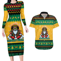 Jamaica Christmas Couples Matching Long Sleeve Bodycon Dress and Hawaiian Shirt Have Ah Irie Irie Christmas - Wonder Print Shop