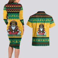 Jamaica Christmas Couples Matching Long Sleeve Bodycon Dress and Hawaiian Shirt Have Ah Irie Irie Christmas - Wonder Print Shop