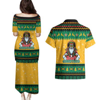 Jamaica Christmas Couples Matching Puletasi and Hawaiian Shirt Have Ah Irie Irie Christmas - Wonder Print Shop