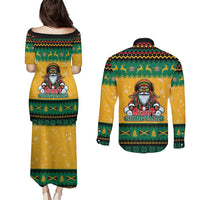 Jamaica Christmas Couples Matching Puletasi and Long Sleeve Button Shirt Have Ah Irie Irie Christmas - Wonder Print Shop