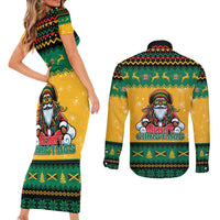 Jamaica Christmas Couples Matching Short Sleeve Bodycon Dress and Long Sleeve Button Shirt Have Ah Irie Irie Christmas - Wonder Print Shop