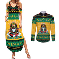 Jamaica Christmas Couples Matching Summer Maxi Dress and Long Sleeve Button Shirt Have Ah Irie Irie Christmas - Wonder Print Shop