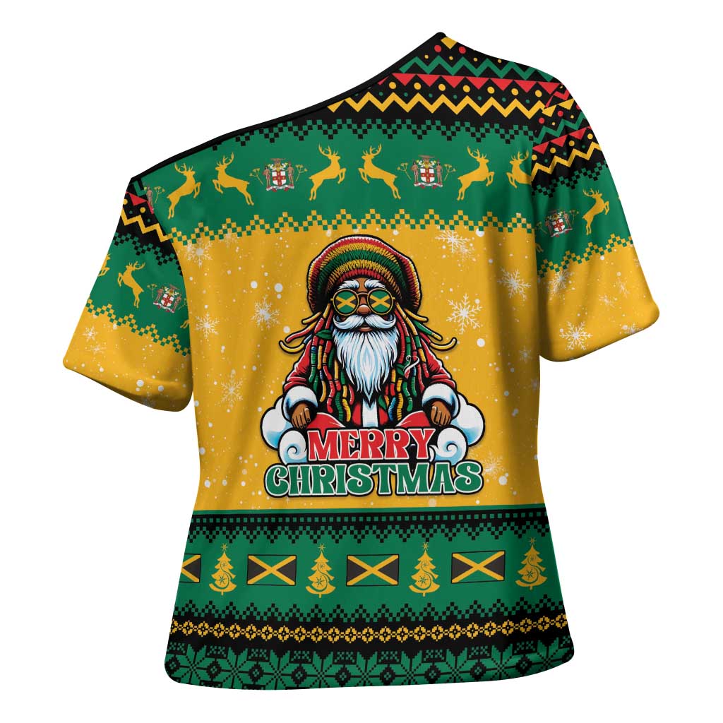 Jamaica Christmas Cross Shoulder Shirt Have Ah Irie Irie Christmas - Wonder Print Shop