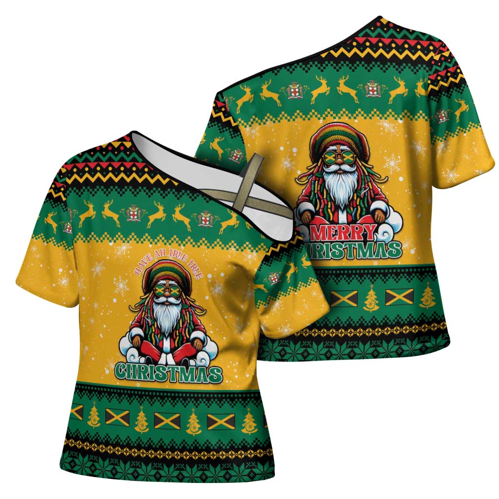 Jamaica Christmas Cross Shoulder Shirt Have Ah Irie Irie Christmas - Wonder Print Shop