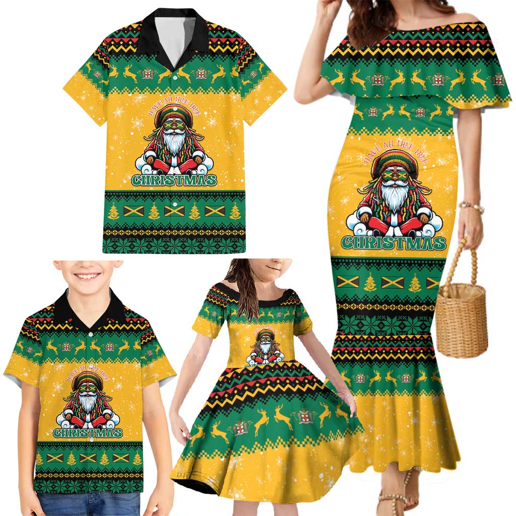 Jamaica Christmas Family Matching Mermaid Dress and Hawaiian Shirt Have Ah Irie Irie Christmas - Wonder Print Shop