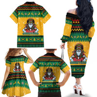 Jamaica Christmas Family Matching Off The Shoulder Long Sleeve Dress and Hawaiian Shirt Have Ah Irie Irie Christmas - Wonder Print Shop