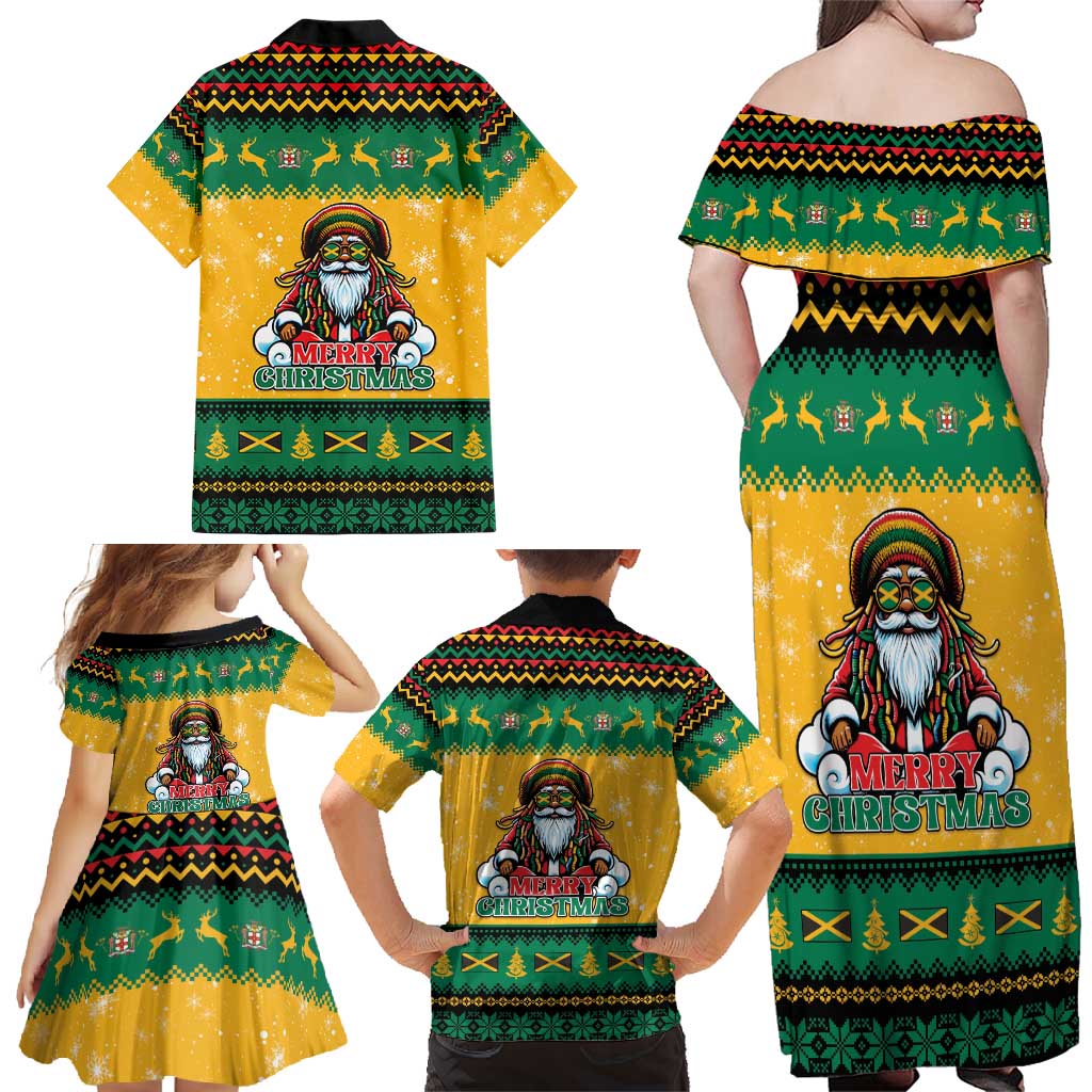 Jamaica Christmas Family Matching Off Shoulder Maxi Dress and Hawaiian Shirt Have Ah Irie Irie Christmas - Wonder Print Shop