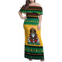 Jamaica Christmas Family Matching Off Shoulder Maxi Dress and Hawaiian Shirt Have Ah Irie Irie Christmas - Wonder Print Shop
