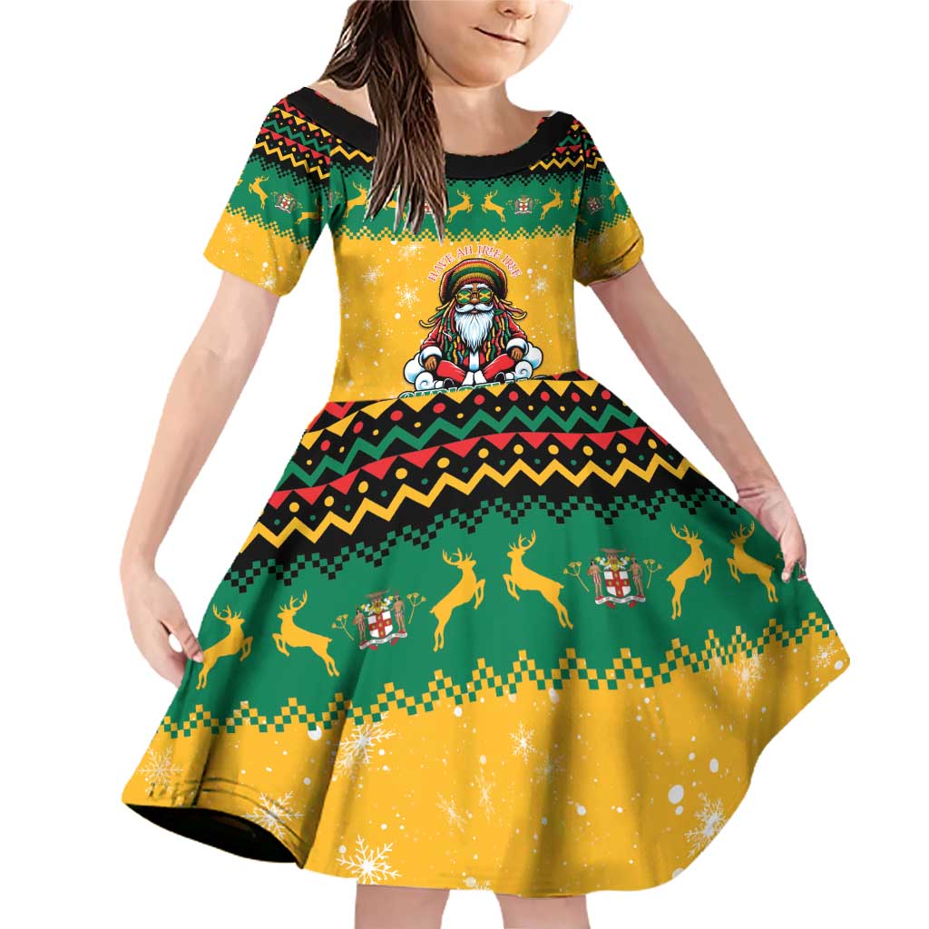 Jamaica Christmas Family Matching Off Shoulder Short Dress and Hawaiian Shirt Have Ah Irie Irie Christmas - Wonder Print Shop
