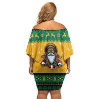 Jamaica Christmas Family Matching Off Shoulder Short Dress and Hawaiian Shirt Have Ah Irie Irie Christmas - Wonder Print Shop