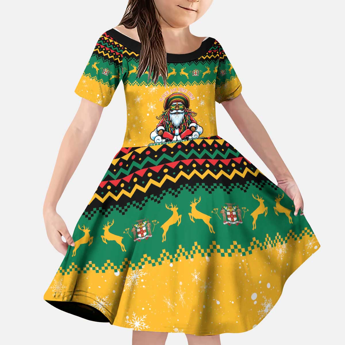 Jamaica Christmas Kid Short Sleeve Dress Have Ah Irie Irie Christmas - Wonder Print Shop