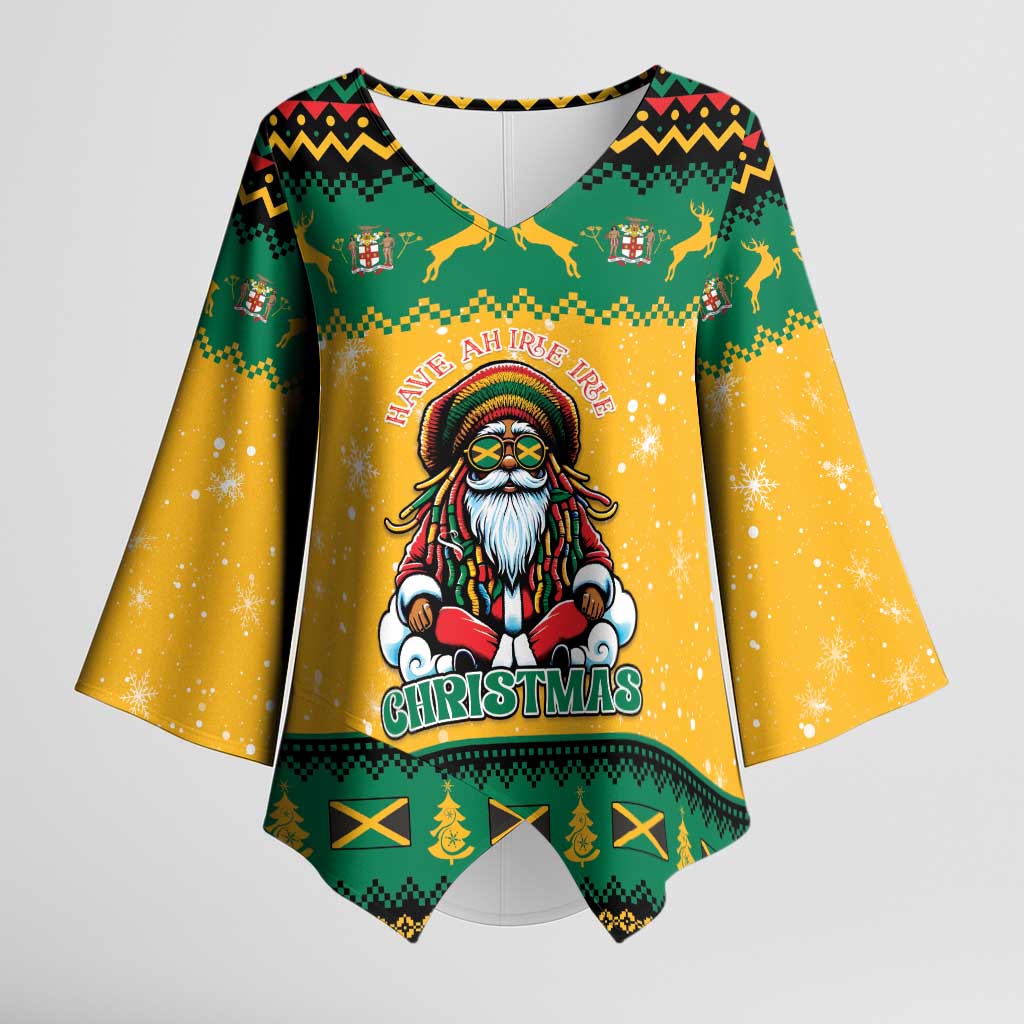 Jamaica Christmas Kimono Sleeve Blouse Have Ah Irie Irie Christmas - Wonder Print Shop