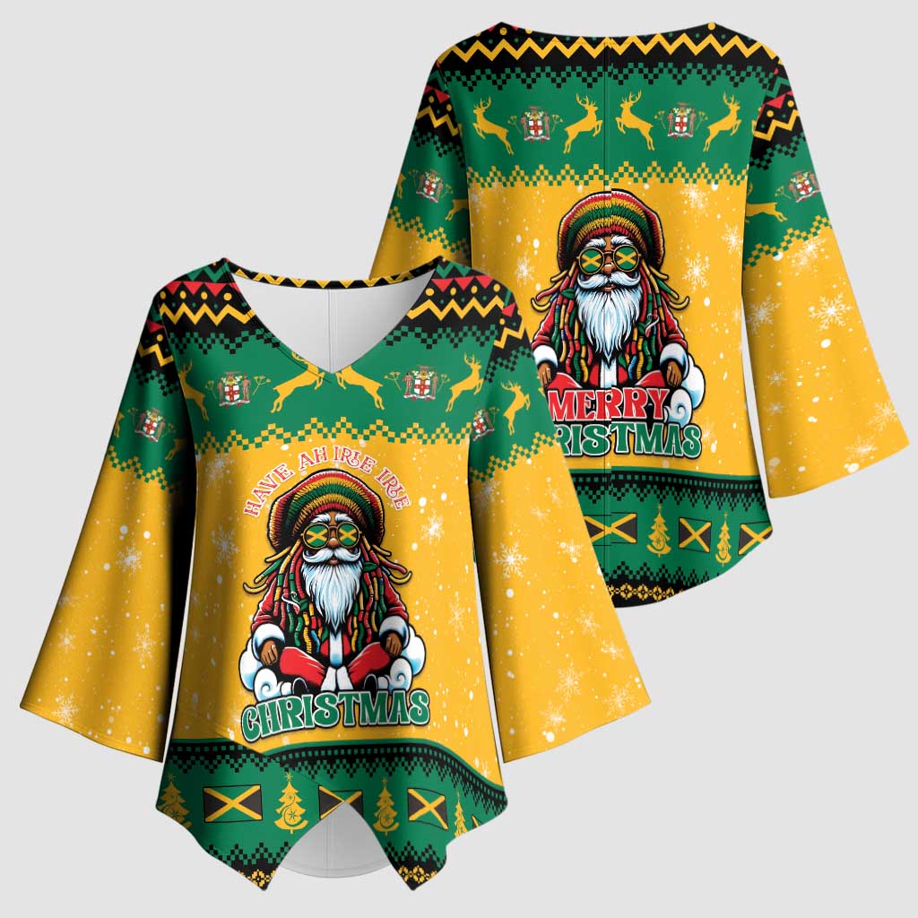 Jamaica Christmas Kimono Sleeve Blouse Have Ah Irie Irie Christmas - Wonder Print Shop