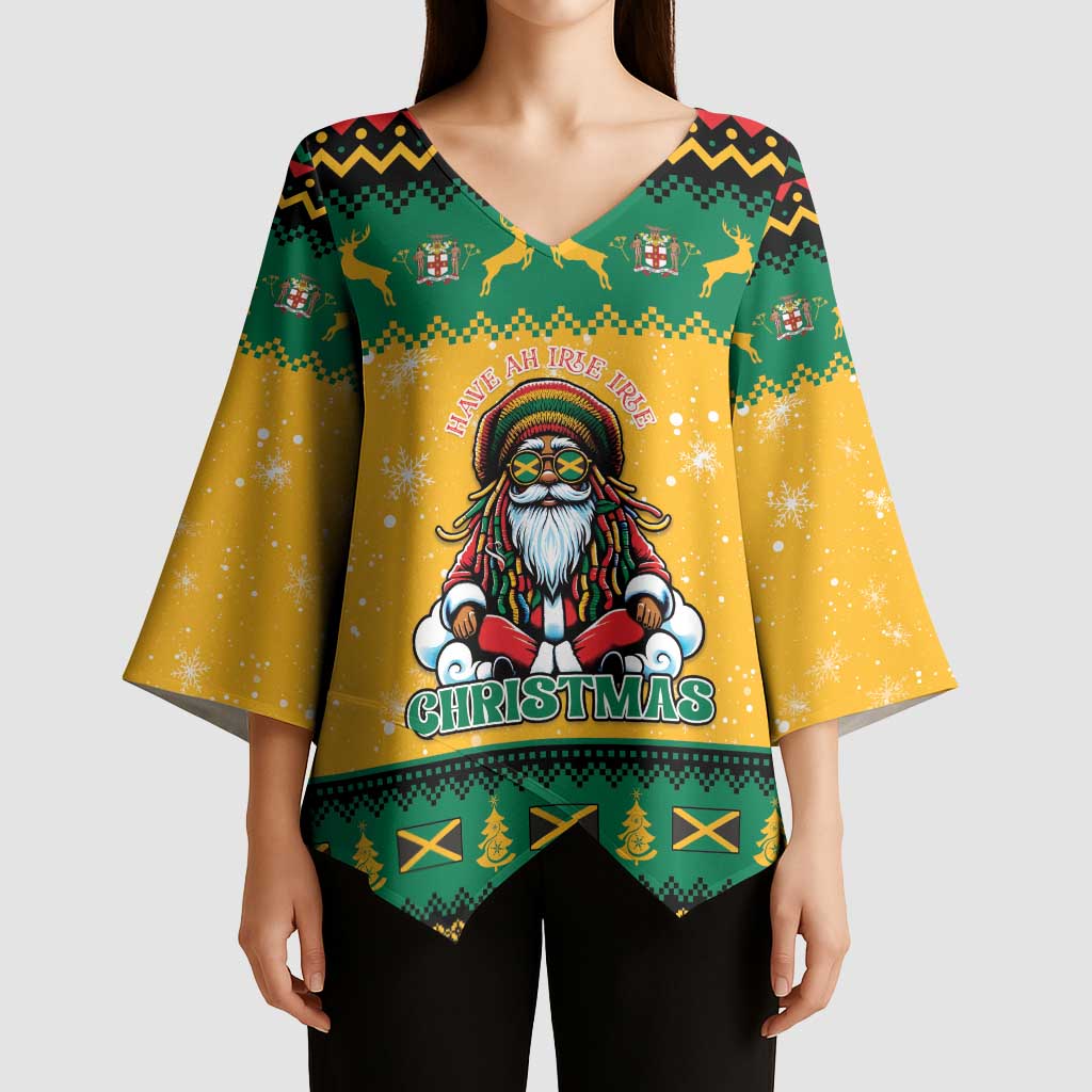 Jamaica Christmas Kimono Sleeve Blouse Have Ah Irie Irie Christmas - Wonder Print Shop