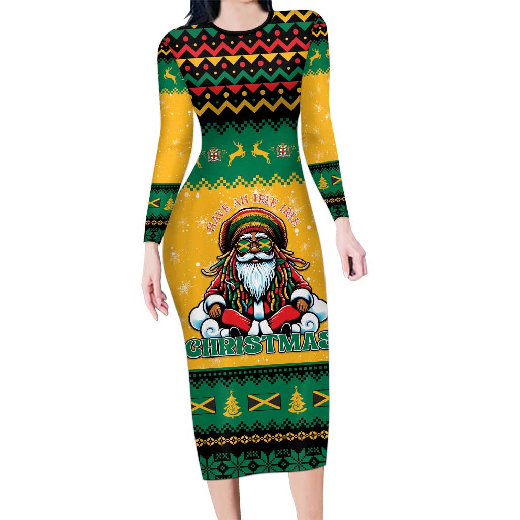 Jamaica Christmas Long Sleeve Bodycon Dress Have Ah Irie Irie Christmas - Wonder Print Shop
