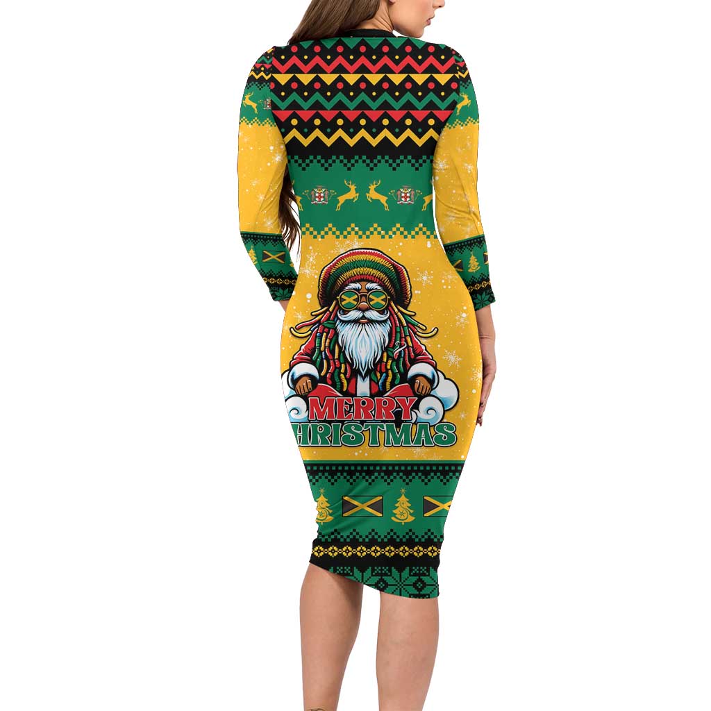 Jamaica Christmas Long Sleeve Bodycon Dress Have Ah Irie Irie Christmas - Wonder Print Shop