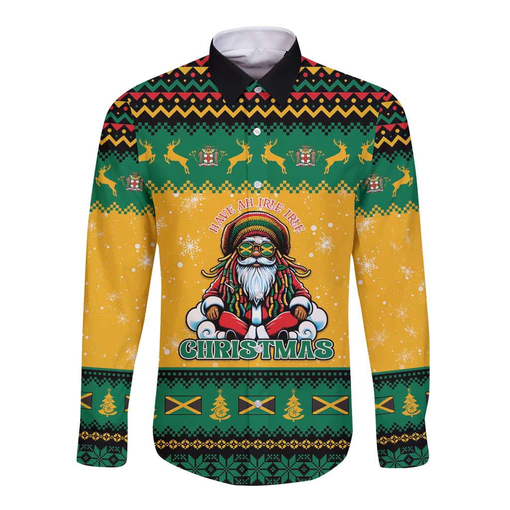 Jamaica Christmas Long Sleeve Button Shirt Have Ah Irie Irie Christmas - Wonder Print Shop
