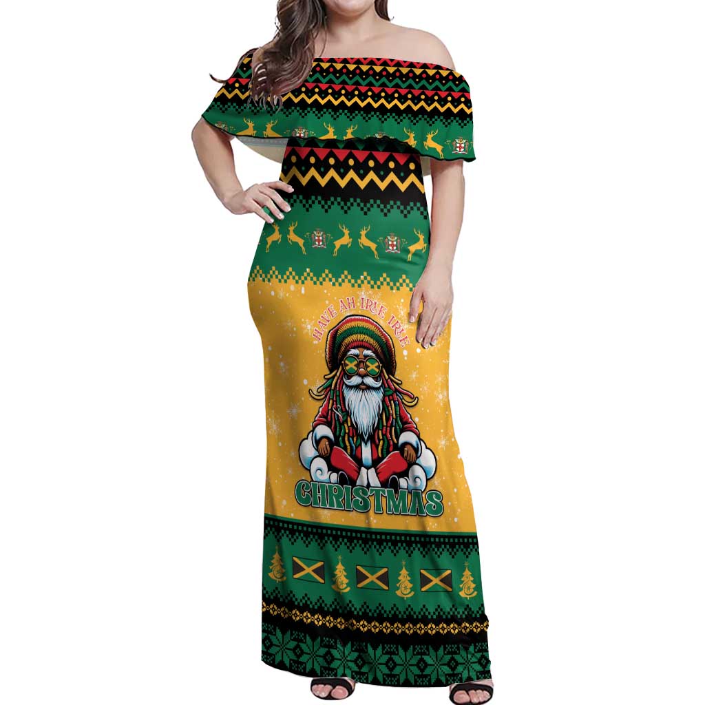 Jamaica Christmas Off Shoulder Maxi Dress Have Ah Irie Irie Christmas - Wonder Print Shop