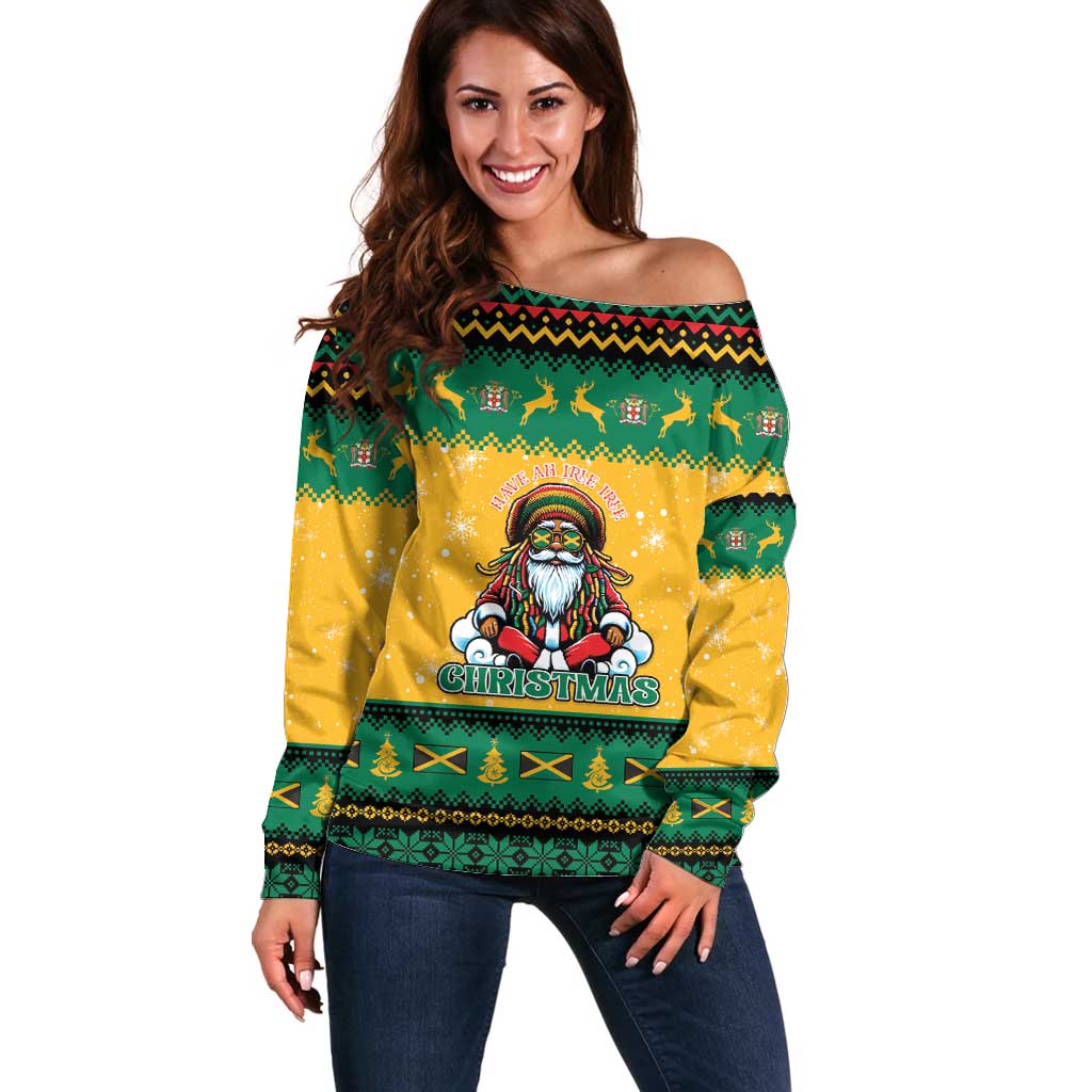 Jamaica Christmas Off Shoulder Sweater Have Ah Irie Irie Christmas - Wonder Print Shop