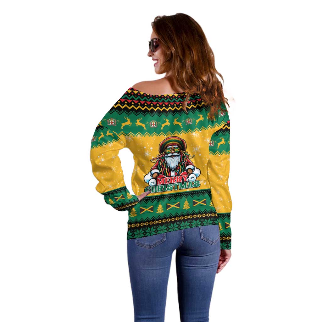 Jamaica Christmas Off Shoulder Sweater Have Ah Irie Irie Christmas - Wonder Print Shop