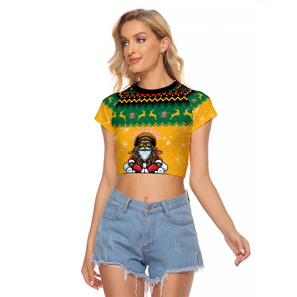 Jamaica Christmas Raglan Cropped T Shirt Have Ah Irie Irie Christmas - Wonder Print Shop