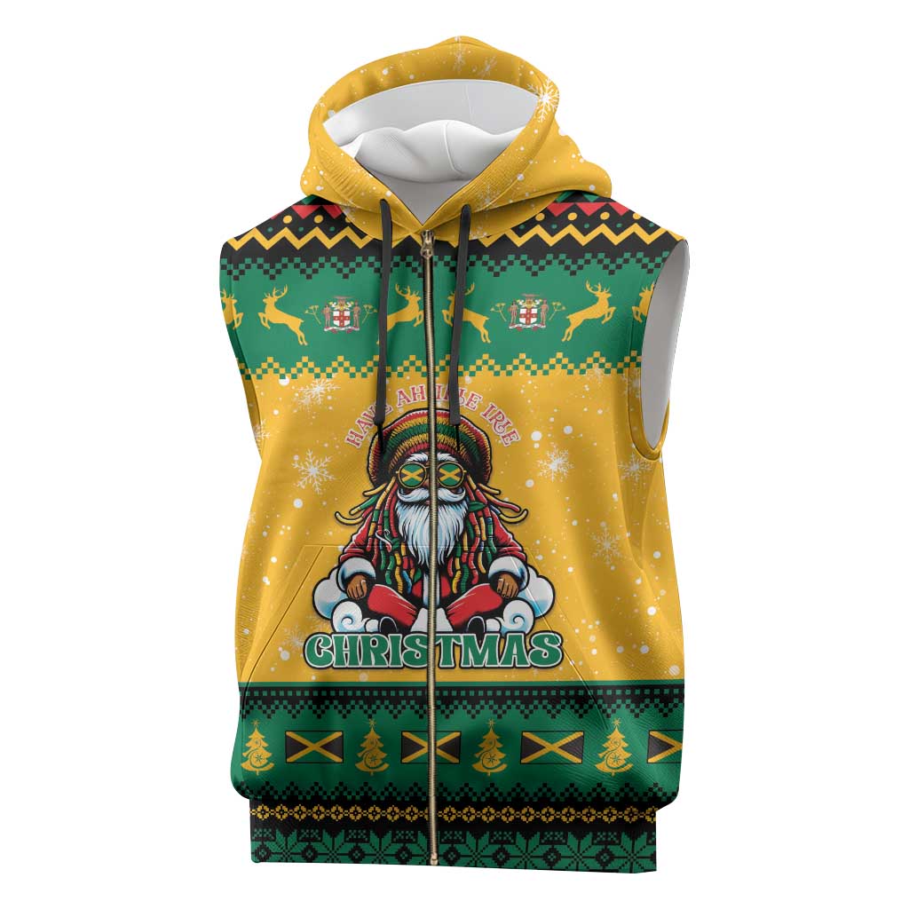 Jamaica Christmas Sleeveless Zip Hoodie Have Ah Irie Irie Christmas - Wonder Print Shop