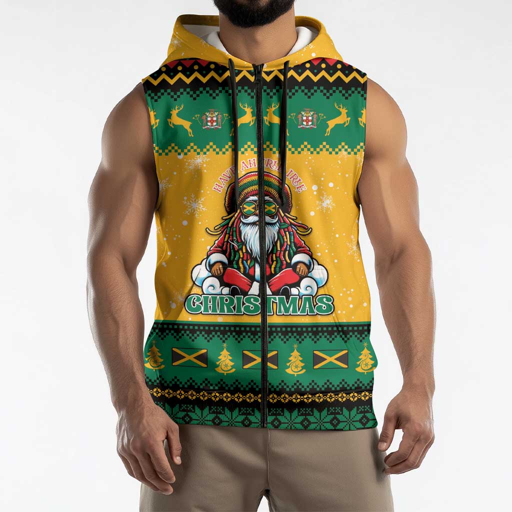 Jamaica Christmas Sleeveless Zip Hoodie Have Ah Irie Irie Christmas - Wonder Print Shop