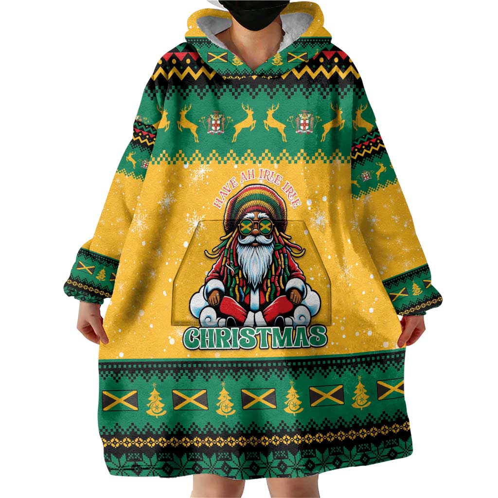 Jamaica Christmas Wearable Blanket Hoodie Have Ah Irie Irie Christmas - Wonder Print Shop