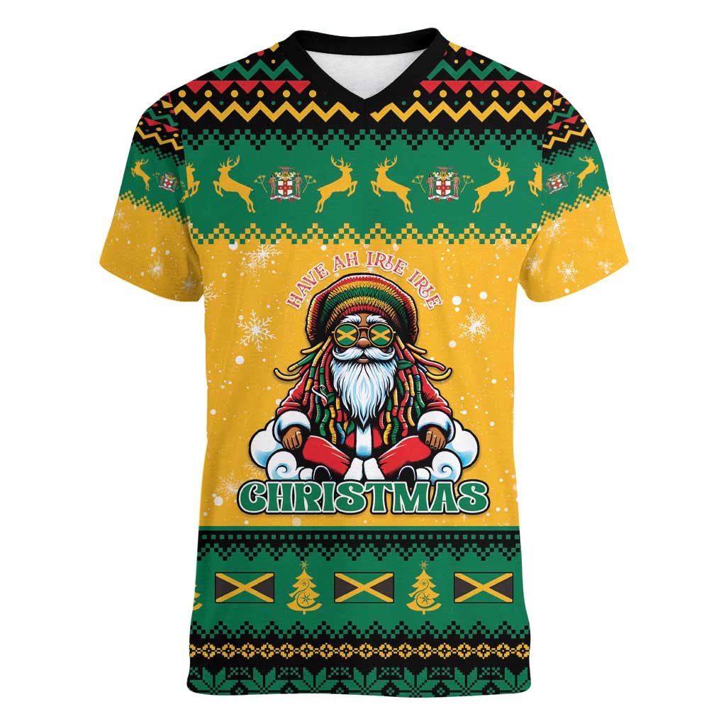 Jamaica Christmas Women V-Neck T-Shirt Have Ah Irie Irie Christmas - Wonder Print Shop